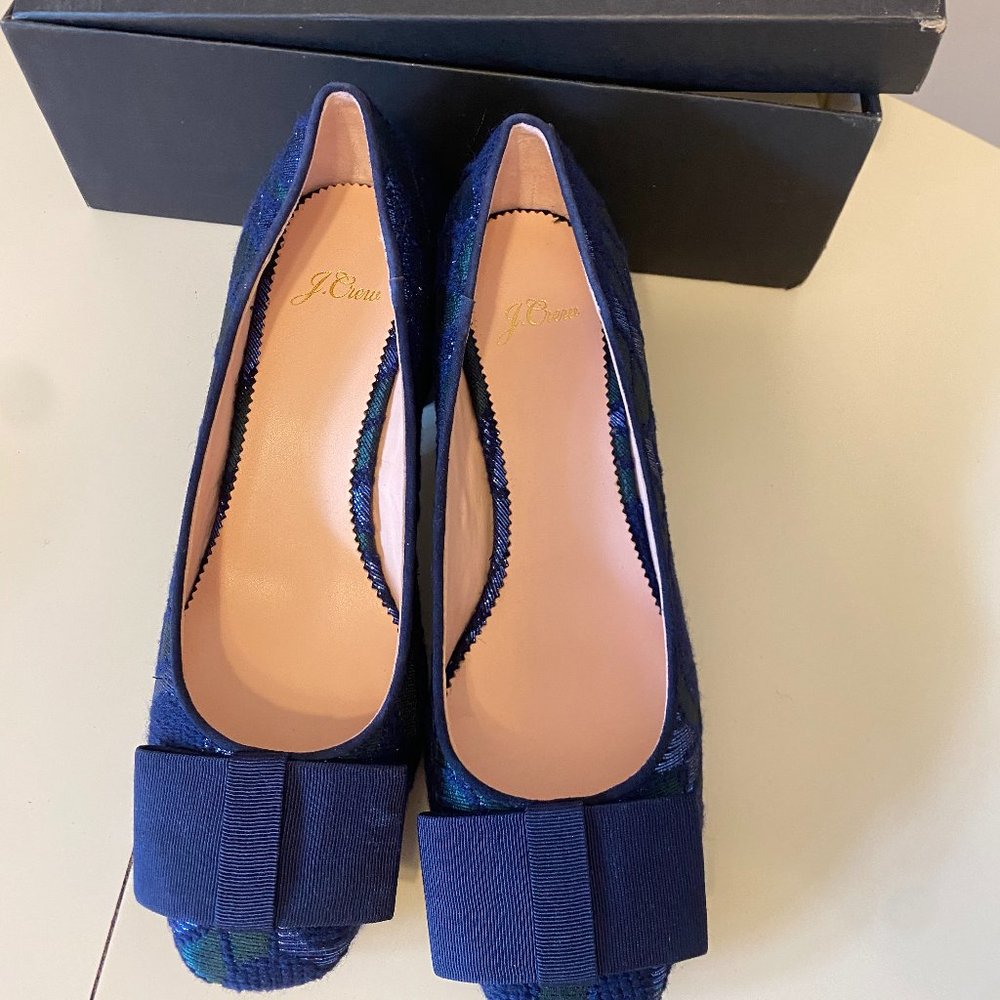 NEW Size 7.5 J-Crew Celia Pump with Bow (Blue Green)